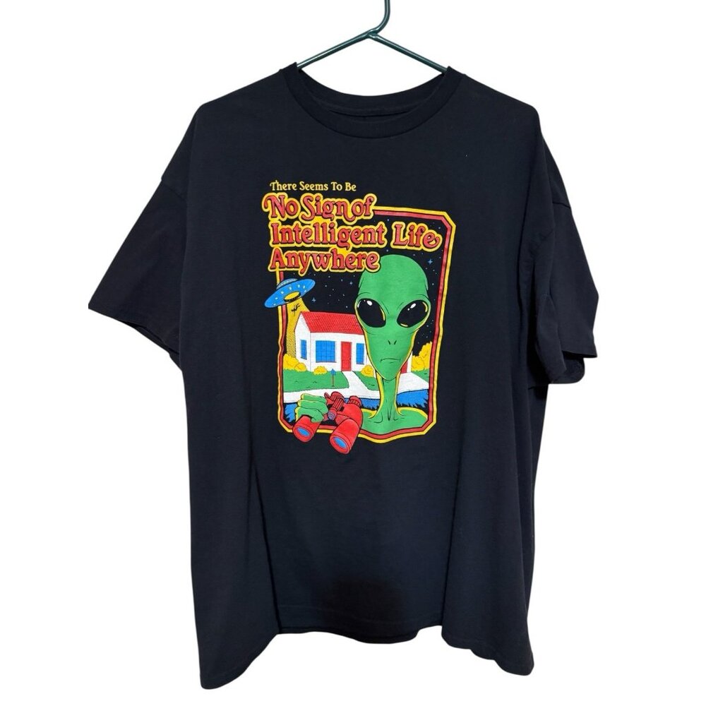 ODM- NO SIGN OF INTELLIGENT LIFE Men's 2XL Graphic T Shirt Black NWOT Alien